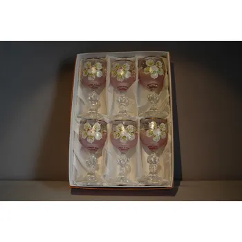 Sklenice Sklenice Claudia 50ml 6ks růžový dekor