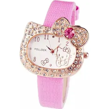 Hodinky Roztomilé dívčí hodinky styl Hello Kitty - růžový