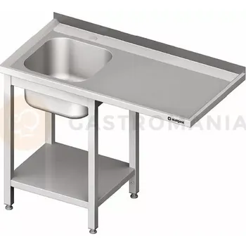 Kuchyňská linka Stůl nerezový s dřezem jednokomorovým na levé straně s možností umístění lednice nebo myčky na nádobí 1600x600x900 mm | STALGAST, 980966160