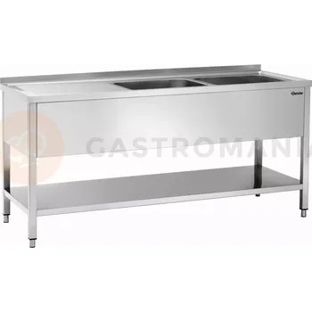 Nerezový dřez Stůl se dřezem, 1600x700x850 mm, dvoukomorový dřez po pravé straně | BARTSCHER, 306600