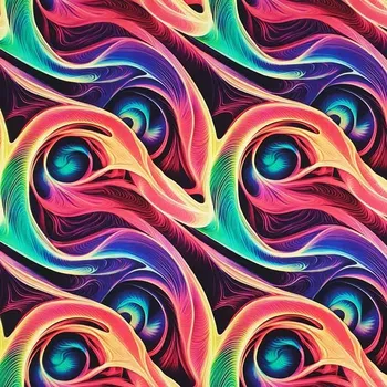 Teplákovina B0128 černá, barevný abstraktní vzor, š.160