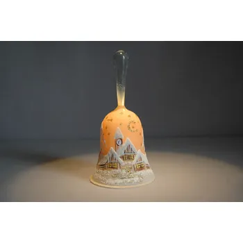 Vánoce Zvonek vánoční s držadlem 14 cm oranžový