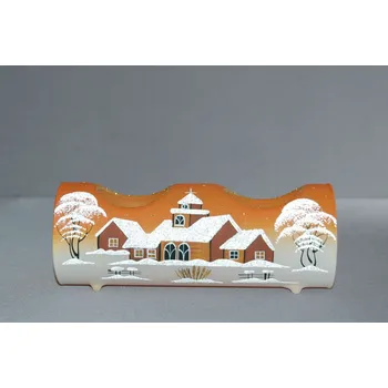 Svícen Vánoční svícen, válec na dvě svíčky, oranžový