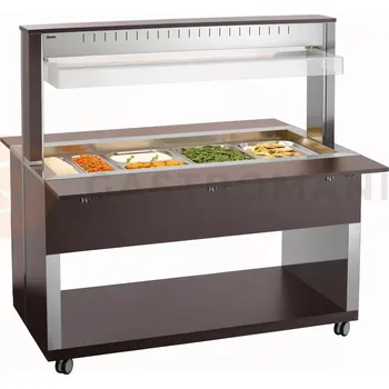 Bufetový vozík, ohřevný 4x GN1/1, Barva: wenge, 1495x1250x1520 mm | BARTSCHER, W4110-200W
