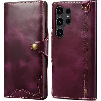 Pouzdro na mobilní telefon Pouzdro kožené Denior na Samsung Galaxy S24 Ultra fialové