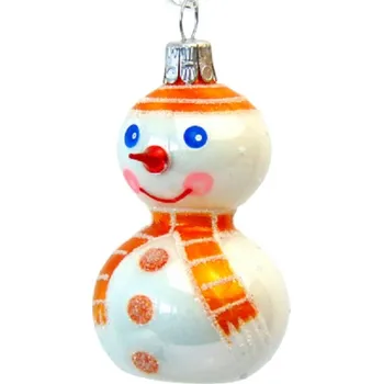 Vánoční ozdoba Vánoční ozdoba malý sněhulák s oranžovou šálou 252