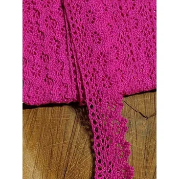 Krajka Bavlněná krajka šíře 25 mm paličkovaná pink