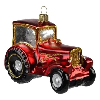 Vánoční dekorace traktor červený