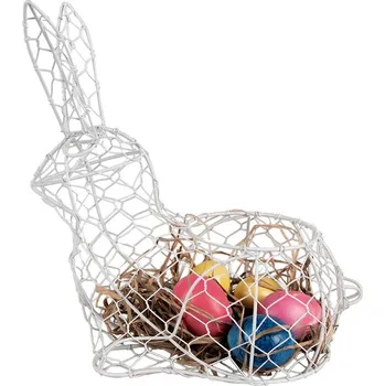 Bílý drátěný dekorační košík králík Bunny L - 28*15*30 cm