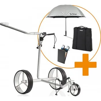 vozík za kolo JUSTAR vozík elektrický Carbon Light + taška, držák score karty, deštník