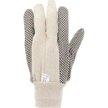 Pracovní rukavice Pracovní rukavice šité z bavlny s protiskluzovými terčíky z PVC, velikost 9, bílé ,balení 12 ks NO NAME