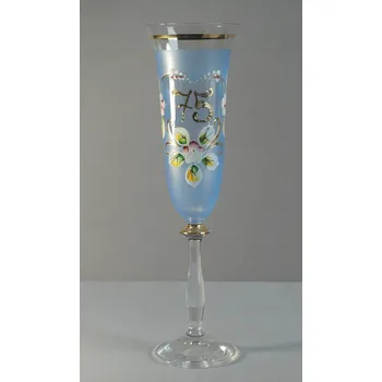 Sklenice Výroční sklenice Angela flétna 75let modrá