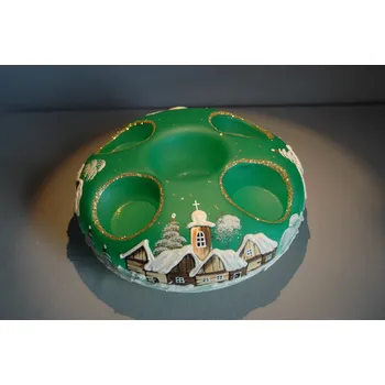 Vánoční svícen Vánoční svícen na čtyři svíčky 20cm zelený / zlatý