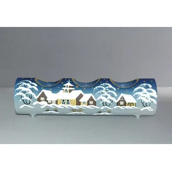 Svícen Svícen, vánoční válec ze skla, na tři svíčky, modrý