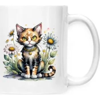 Hrnek malý bílý s potiskem V sedmikráskách