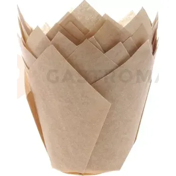 Kuchyňská sůl Košíčky na cupcake - tulipán, průměr 5 cm, 36 ks, hnědý pergamen | HOUSE OF MARIE, HM5652
