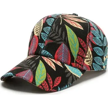 Kšiltovka Stylová unisex kšiltovka s motivem listů - černá,nastavitelná