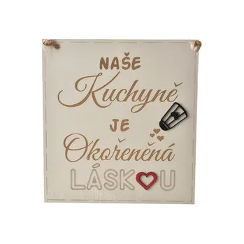 Plechová cedule Cedule dřevo Naše kuchyně 26x27 cm