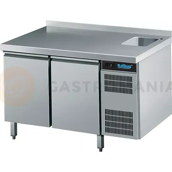 Chladící stůl 2dvéřový s dřezem 270 l, 1250x700x850 mm | RILLING, AKT EK721 1601-B