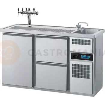 Chladící barový stůl 1550x700x980 mm, 2 zásuvky, dvířka na pravé straně | RILLING, AGT M721R 81-1/2