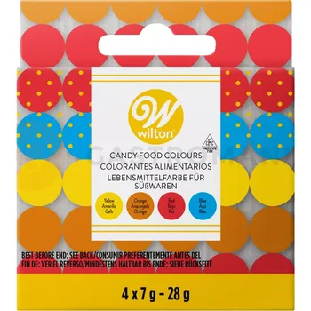 Výroba svíčky Sada barviv na olejové bázi : žlutá, oranžová, červená, modrá | WILTON, 04-0-0082