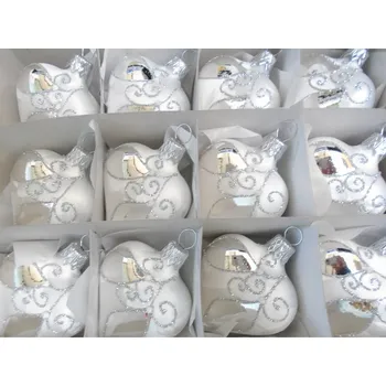 Vánoční ozdoba Vánoční ozdoba srdíčko bílý mat sada 12ks 3012 6 cm bílé 12 ks