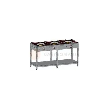 Plynová kartuše Gastronomický plynový sporák 3 hořáky, 1690x600x850 mm s policí, 1x5+1x6,5+1x8 kW | EGAZ, TG-322.III