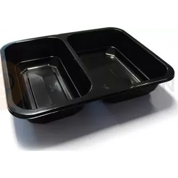 Černý, 2 - komorový box, vhodný k zatavení, 227x178x50 mm, 400 ks, hladký | CHEFFY, 0019A