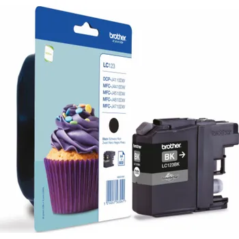 Počítačové příslušenství BROTHER INK LC-123BK, černý inkoust (až 600 stran)
