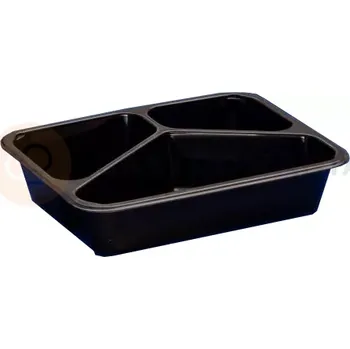 Černý, 3 - komorový box, vhodný k zatavení, 227x178x50 mm, 320 ks, hladký | CHEFFY, Matipack D 9420C
