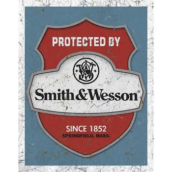 Plechová cedule Plechová cedule Smith & Wesson - Protected 40 cm x 32 cm