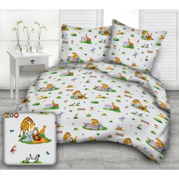 Povlečení Bavlněné dětské povlečení Zoo na šedém podkladu Rozměr: 40x60 a 100x138 cm