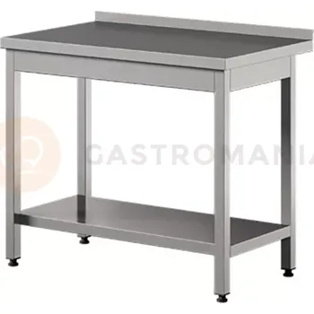 Počítačový stůl Přístěnný stůl z nerezové oceli s policí 1400x700x850 mm | ASBER, WT-147-PL-S