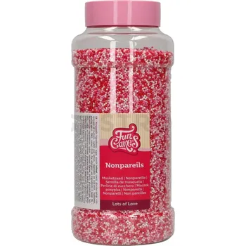 Výroba svíčky Dekorační posyp Nonpareils Lotsoflove 800 g, červená, růžová a bílá | FUNCAKES, F51615