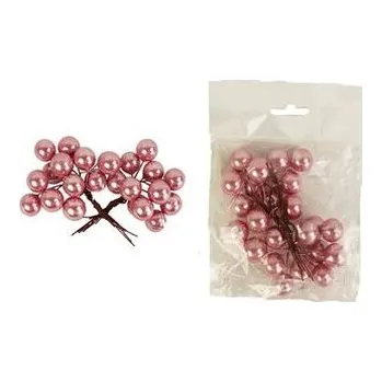 Dekorace - kuličky s glitry a drátkem 16 mm Barva: tm. růžová