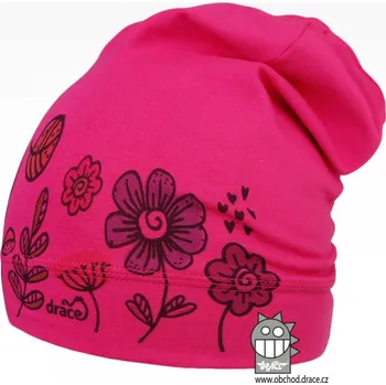 Čepice Bavlněná čepice Dráče - Polo 60, růžová, květy Barva: Růžová, Velikost: 48-50