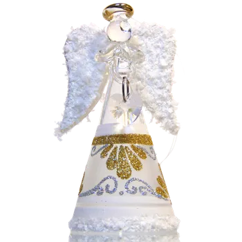 Vánoční dekorace Vánoční anděl s bílými křídly v šatech