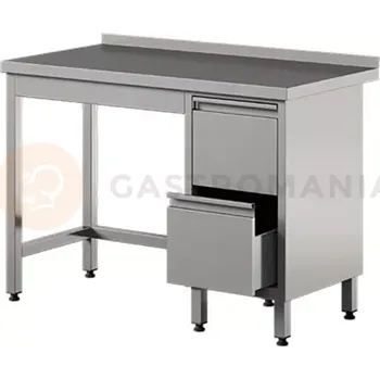 Nerezový dřez Přístěnný stůl z nerezové oceli, 2 zásuvky 1400x700x850 mm | ASBER, WT-147-PL-2DR