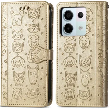 Pouzdro na mobilní telefon VSECHNONAMOBIL 69852 ART ANIMALS Peněženkový obal pro Xiaomi Redmi Note 13 Pro 5G / Xiaomi Poco X6 5G zlatý