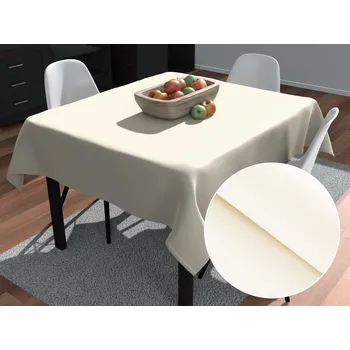 ubrus Velký teflonový čtvercový ubrus TF-037 Smetanový bez vzoru 150x150 cm