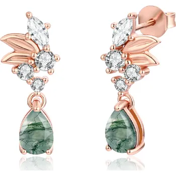 Náušnice Olivie Stříbrné náušnice MECHOVÝ ACHÁT ROSE 8409 Ag 925; ≤2,7 g.