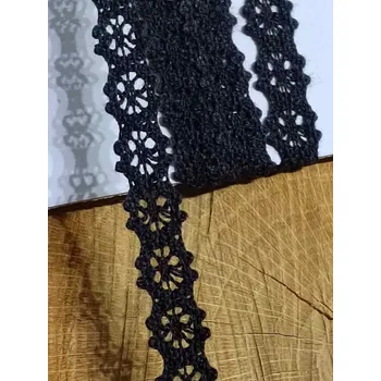 Krajka Bavlněná krajka šíře 12 mm paličkovaná černá