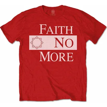 Pánská móda Faith No More tričko, Classic New Logo Star White on Red, pánské XL