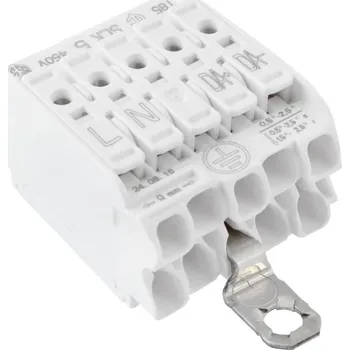 Stavebniny Svorkovnice SLK 5/5 E-SCHR (L-N-E-DA+DA-) pro svítidla, bezšroubová, PC, bílá /88167704, ELEMAN 1001635