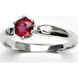 Stříbrný prsten přírodní rubín a zirkony - VLZDR048 (Stříbrný prsten s rubínem 4,5 mm)
