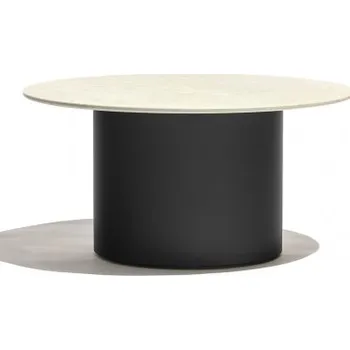 Zahradní stůl Branta nízké stoly keramika Ø70 šedá - vzhled kámen černá