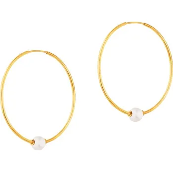 Náušnice Zlaté náušnice s perlami - kroužky, 22 mm - AP531-7627