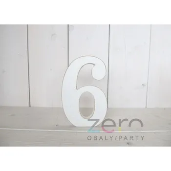 Svatební dekorace Číslo dřevěné '6' (18 cm) - bílá