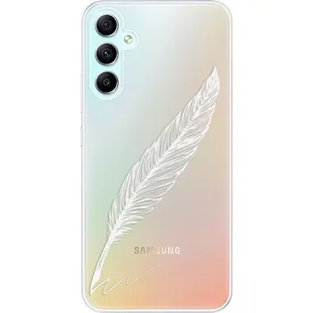 Pouzdro na mobilní telefon Odolné silikonové pouzdro iSaprio - Writing By Feather - white - Samsung Galaxy A34 5G