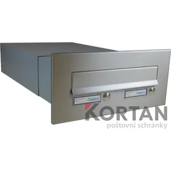 Poštovní schránka 1x poštovní schránka B-042 k zazdění do sloupku + čelní deska s 2x zvonkem ČD-3 - NEREZ / šedá